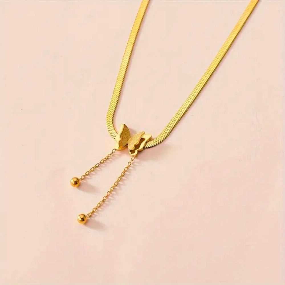 Steel Butterfly Pendant Necklace