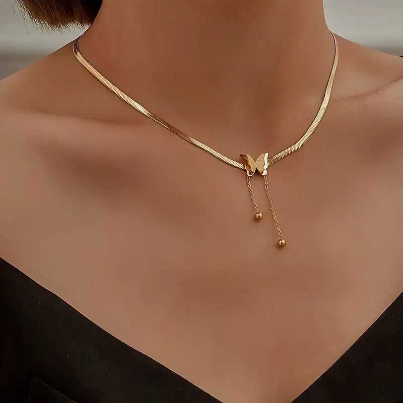Steel Butterfly Pendant Necklace