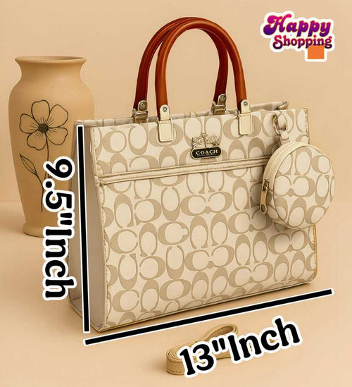 Coach 2Pcs High Quality Bag With Unique Handle For Girls