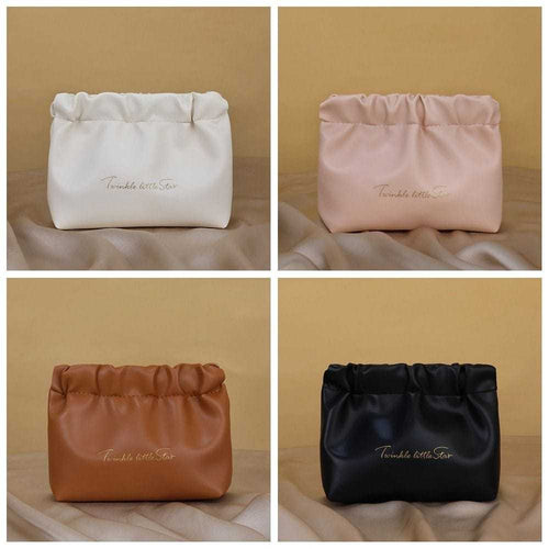 Classy Leather Cosmetic Bag – Large Opening Waterproof Travel Pouch